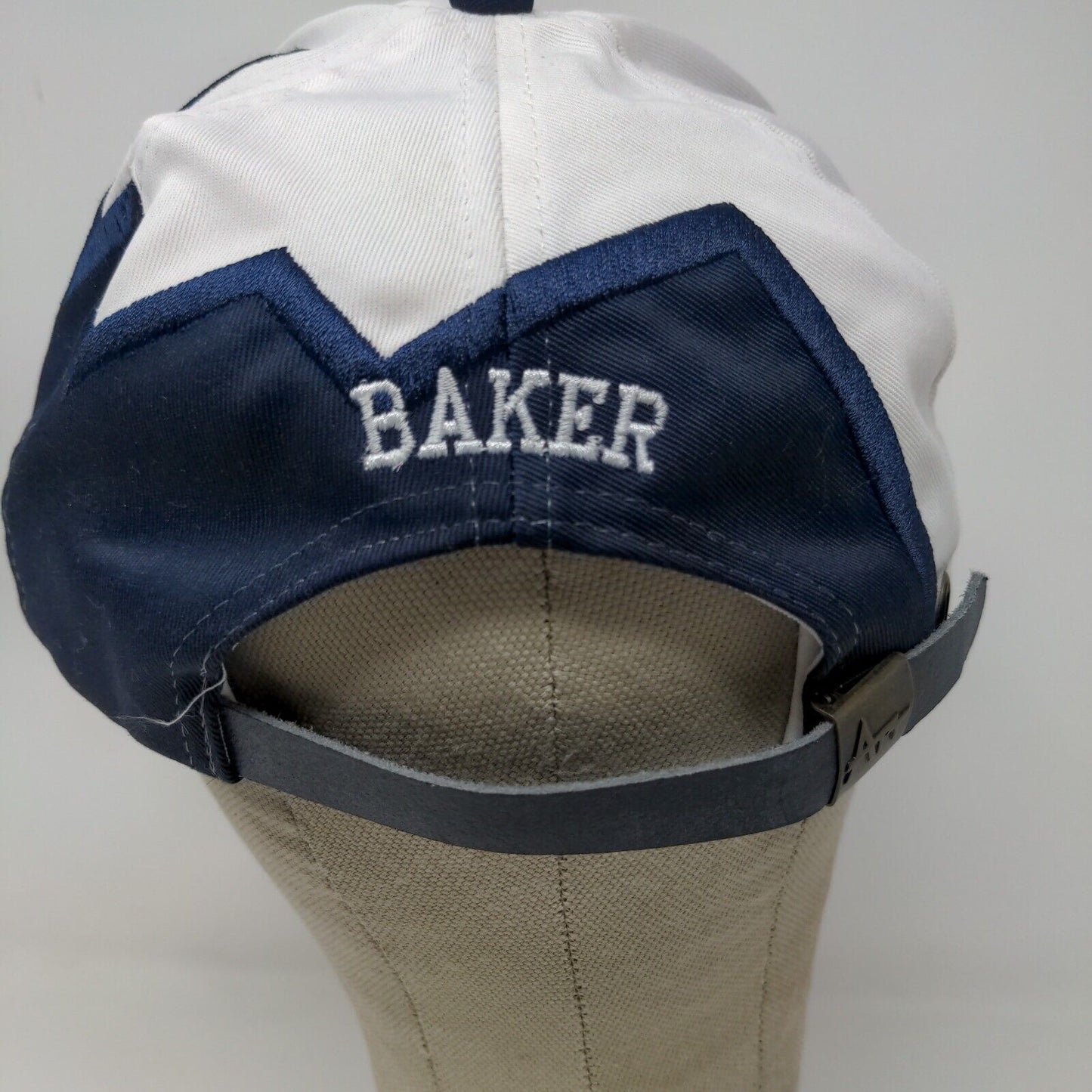 ATT Headwear White Blue Strapback Hat Cap Design Embroidered Baker