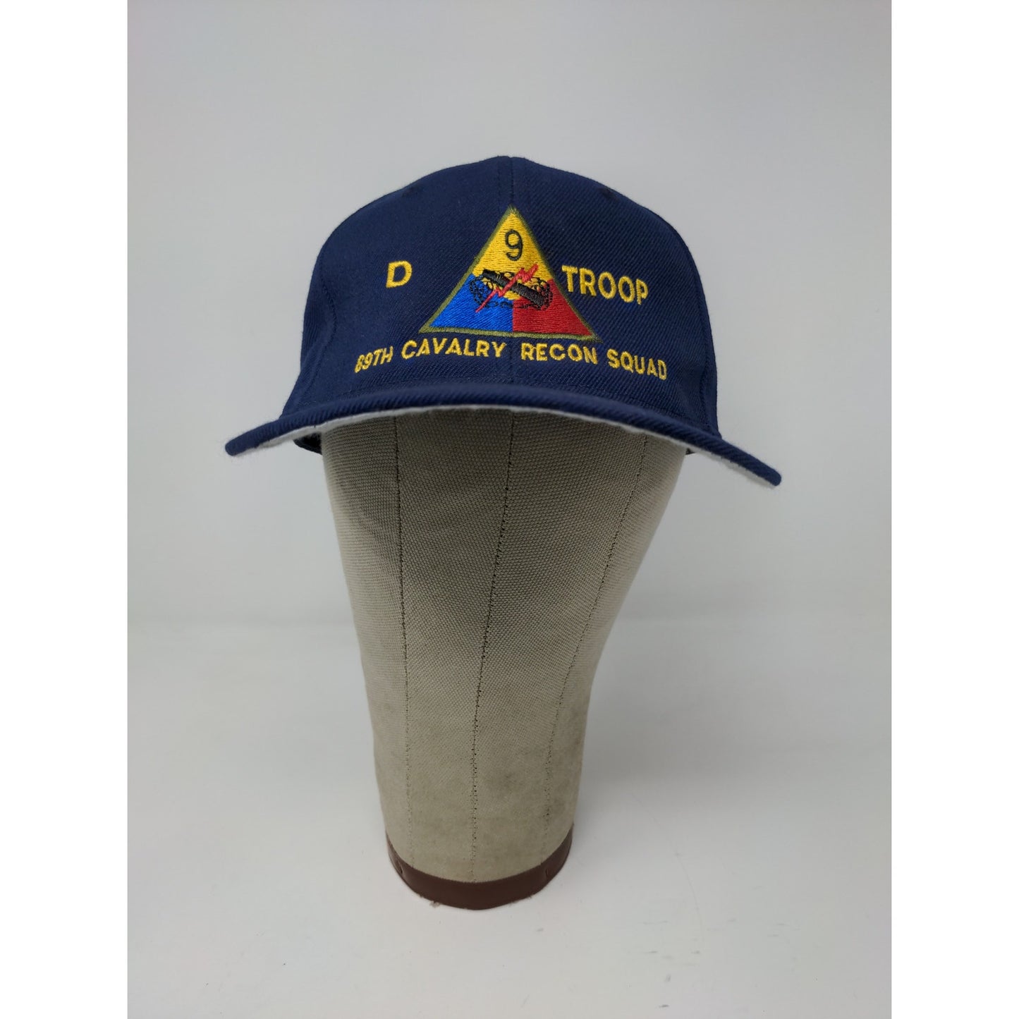 89th Cavalry Recon Squad D Troop Fitted Hat Size 7 1/4 Blue Embroidered Logo