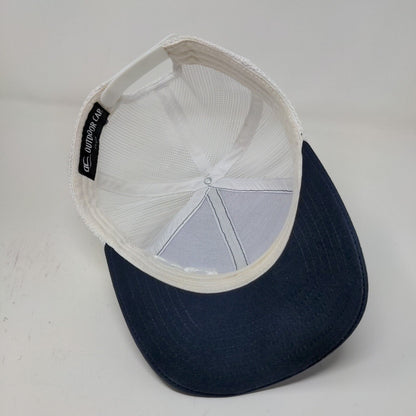 D2 Land & Water Snapback Mesh Back Hat Blue White Adjustable Embroidered Logo