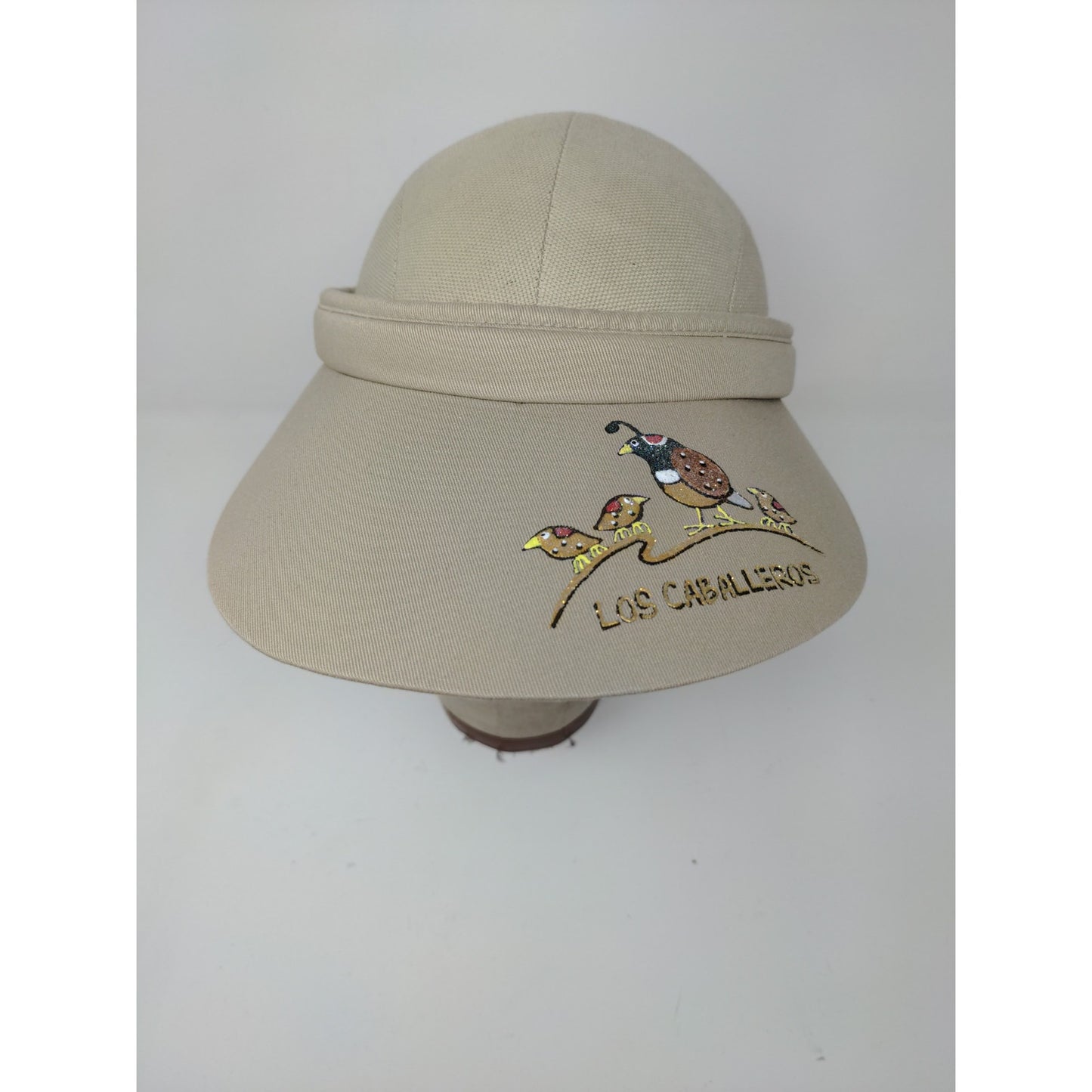 Womens High Spirits Sun Visor Hat Tan Palm Desert California Los Caballeros