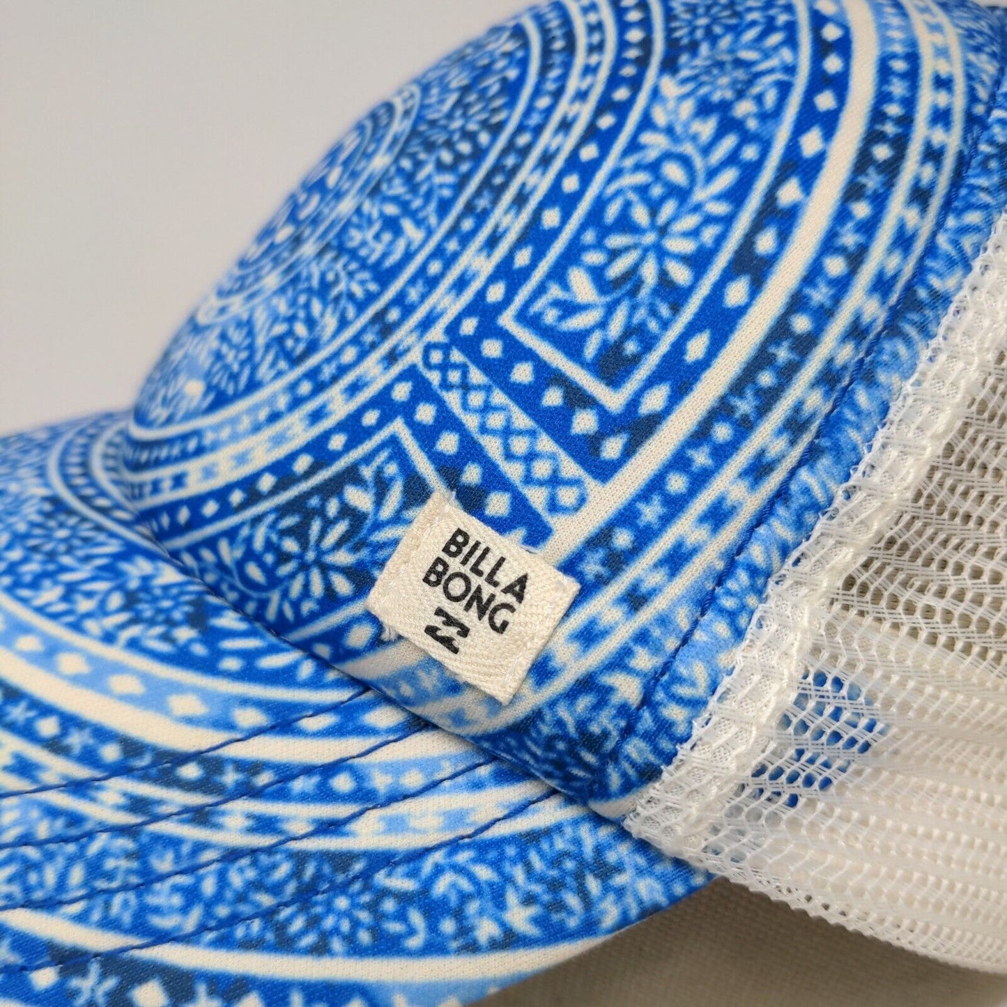 Billabong Men's Snapback Mesh Back Hat Blue White One Size Geometric Pattern