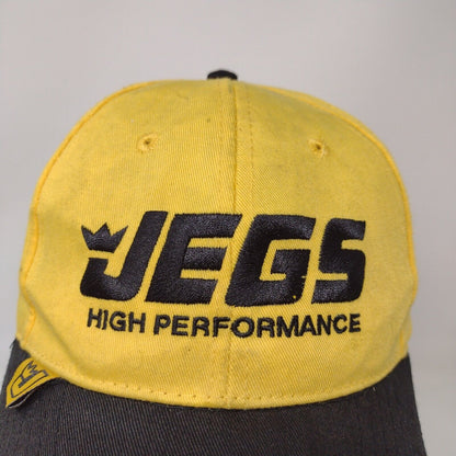 Jegs High Performance Mens Strapback Hat Yellow Black Embroidered Logo