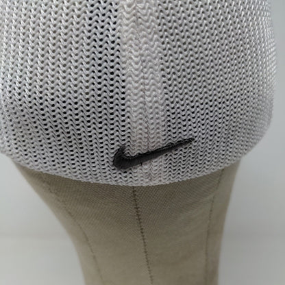 Nike Golf Hat Gray White Size S/M Mesh Back Embroidered Swoosh Logo