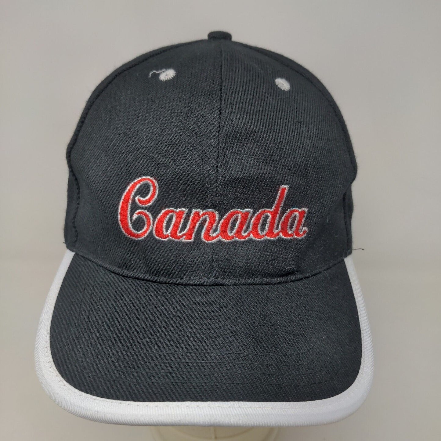 Unbranded Men's Strapback Hat Black Gray Adjustable Embroidered Canada Polyester