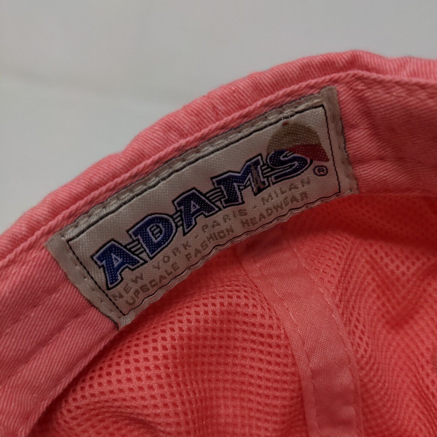 Adams Men's Slideback Hat Pink Coral Adjustable Embroidered Sailboat Logo Cotton