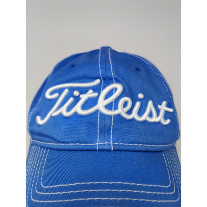Titleist FJ Pro V1 Slideback Golf Hat Blue White Embroidered Spell Out Logo