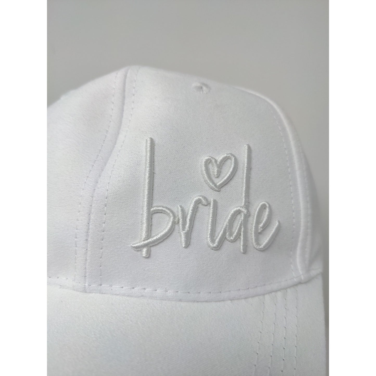 Miss to Mrs Bride Slideback Hat Cap Embroidered Logo Wedding White Faux Suede