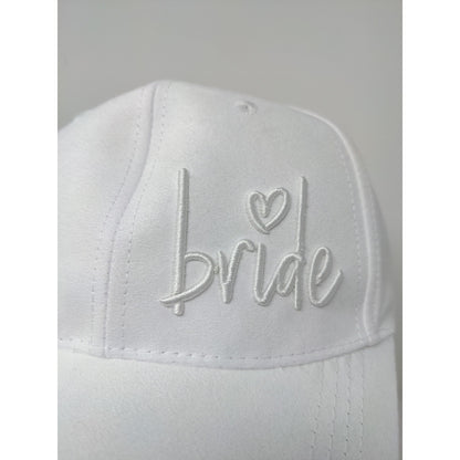 Miss to Mrs Bride Slideback Hat Cap Embroidered Logo Wedding White Faux Suede