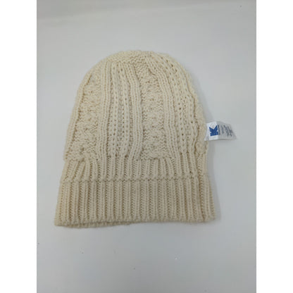 K Accessories Cable Knit Beanie Hat Cream 100% Recycle Material