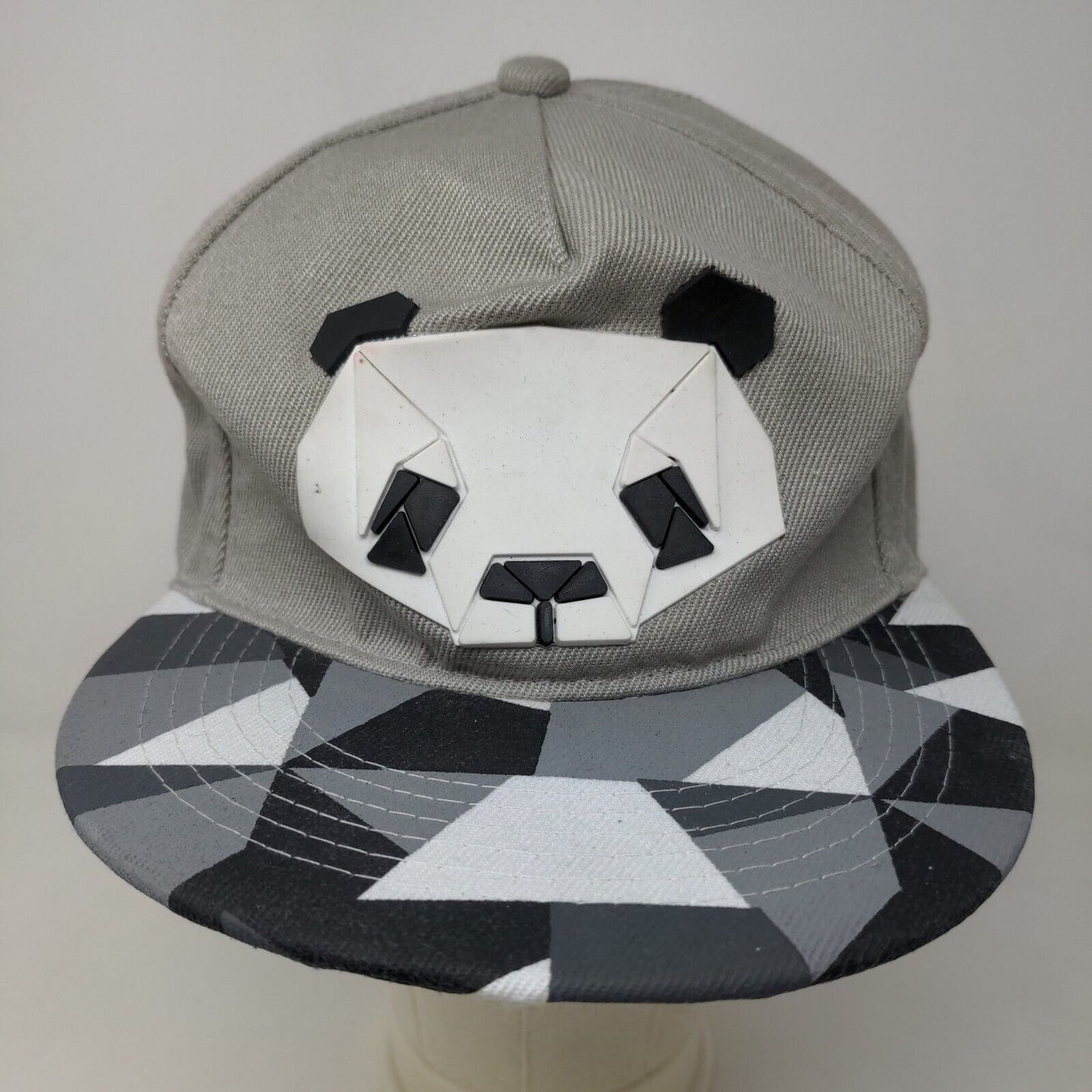 Unbranded Men's Snapback Hat Gray Adjustable 3D Panda Big Logo 100% Acrylic