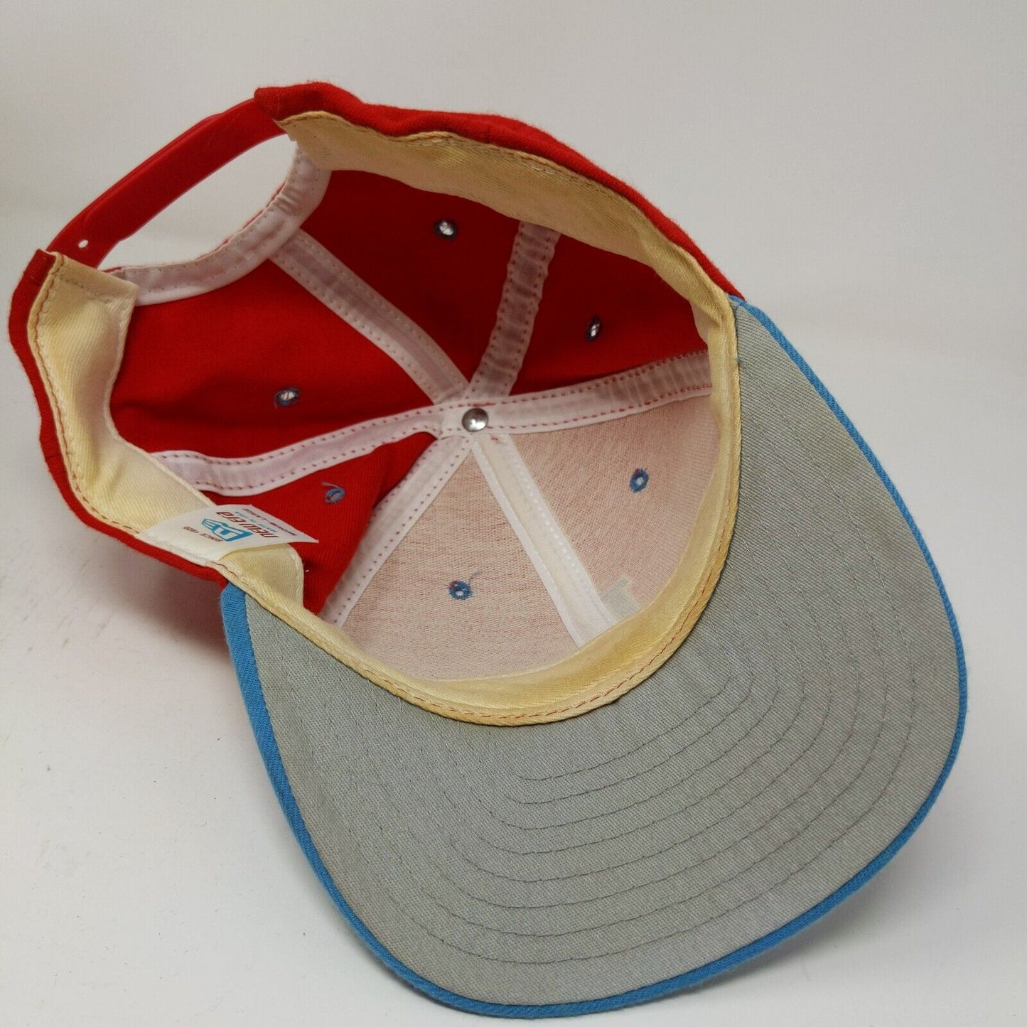New Era Men's Snapback Hat Red Blue Size M/L Embroidered Logo Made USA
