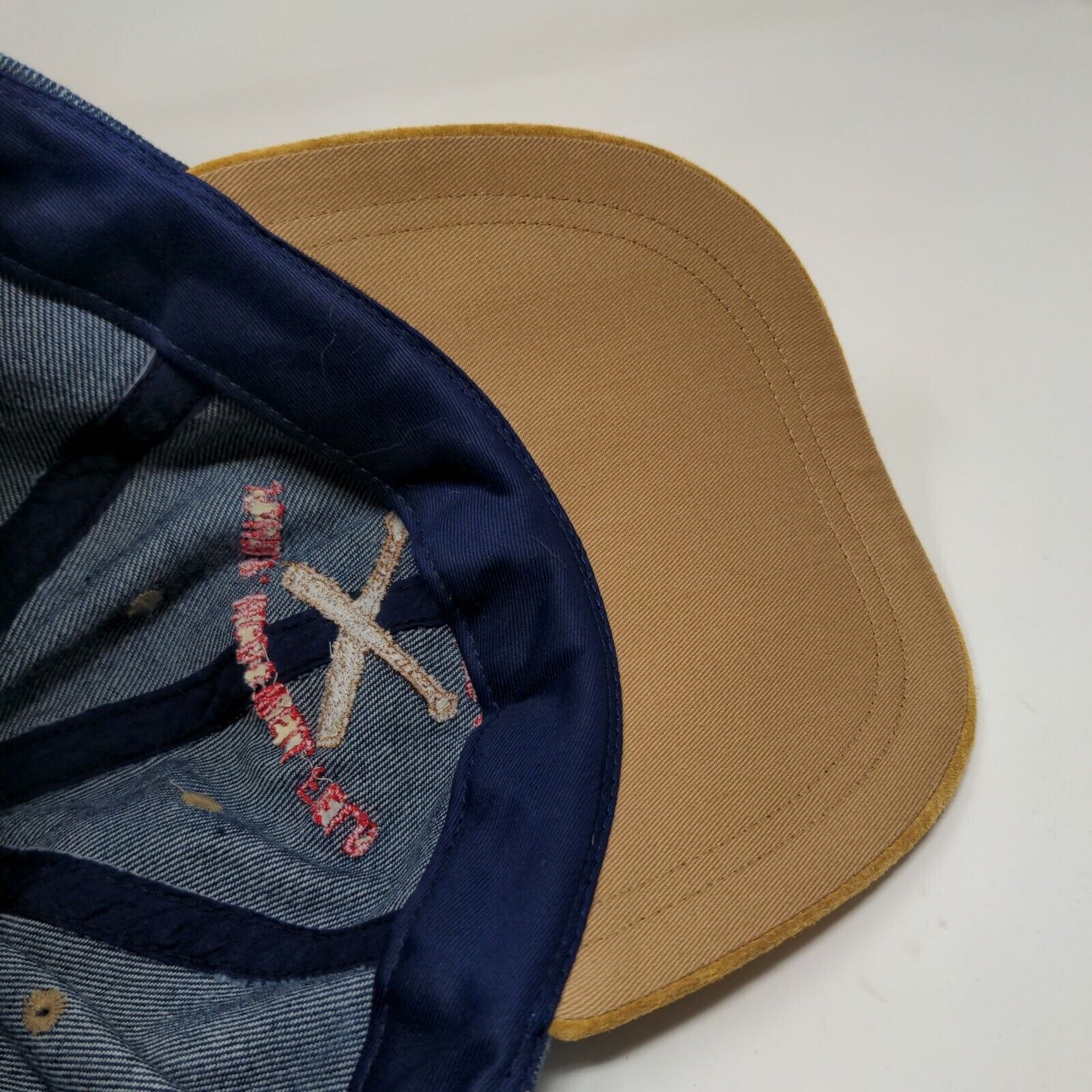 Nissin Men's John P. McDowell Field Dedication Hat Blue Tan 2000 Y2K Vintage