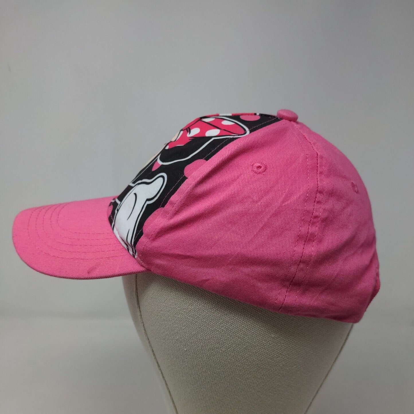 Disney Minnie Mouse Girl's Snapback Hat Pink OSFM Big Print Polyester