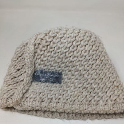 Cintelli & Galluzzo Womens Beanie Hat Cap Gray Knit Pom Pom Made in Italy