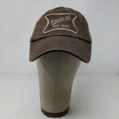 Route 66 Royal Resortwear Strapback Hat Brown Adjustable Mesh Back Embroidered