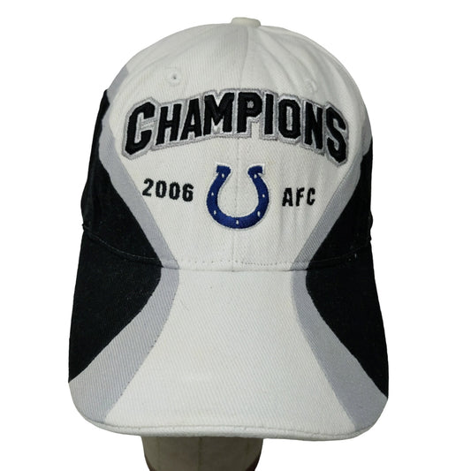 NFL Mens Indianapolis Colts 2005 AFC Champions Strapback Hat White OSFA Logo