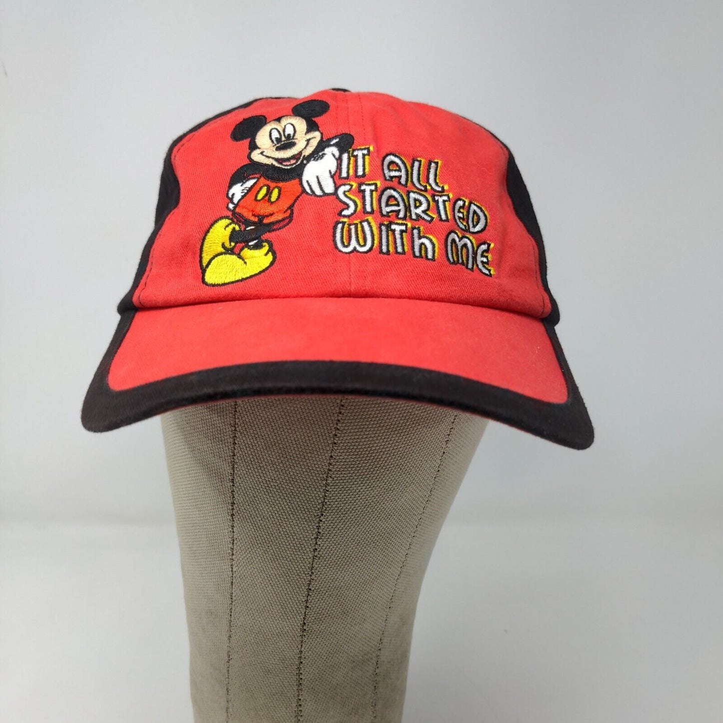 Walt Disney World Kids Strapback Hat Black Red Embroidered Mickey Mouse