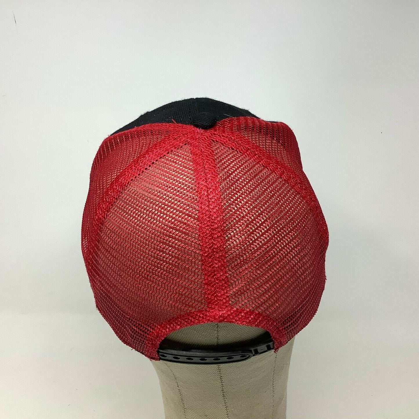 Famous Mesh Back Snapback Hat Cap Red Black Embroidered Spell Out