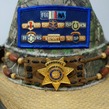 State of Indiana Diamond Ranch Police Boonie Hat FBI Patches Pins Camo Brown