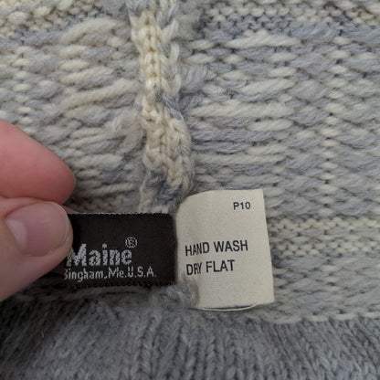 KiPi of Maine Beanie Hat Pom Pom Gray Red Warm Soft Made in USA