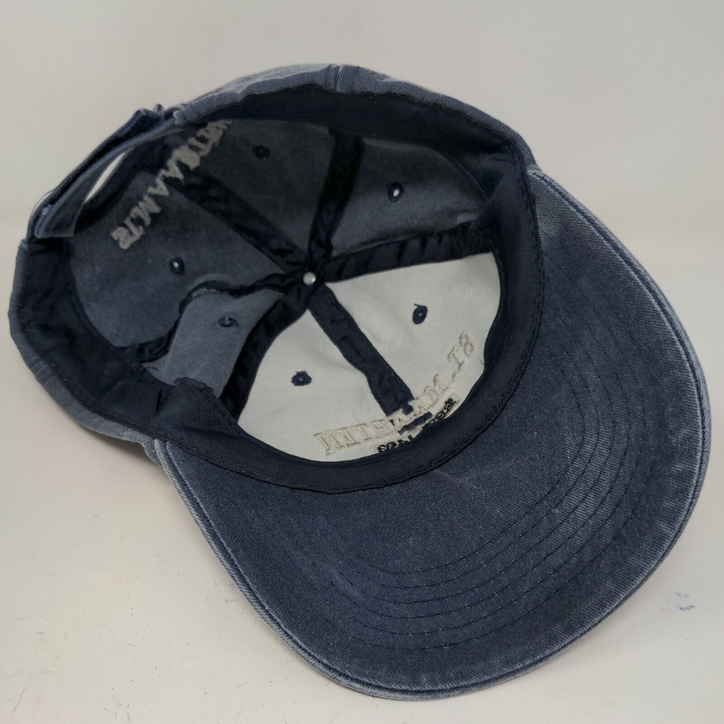 St. Maarten Men's Strapback Hat Blue Embroidered Logo 100% Cotton