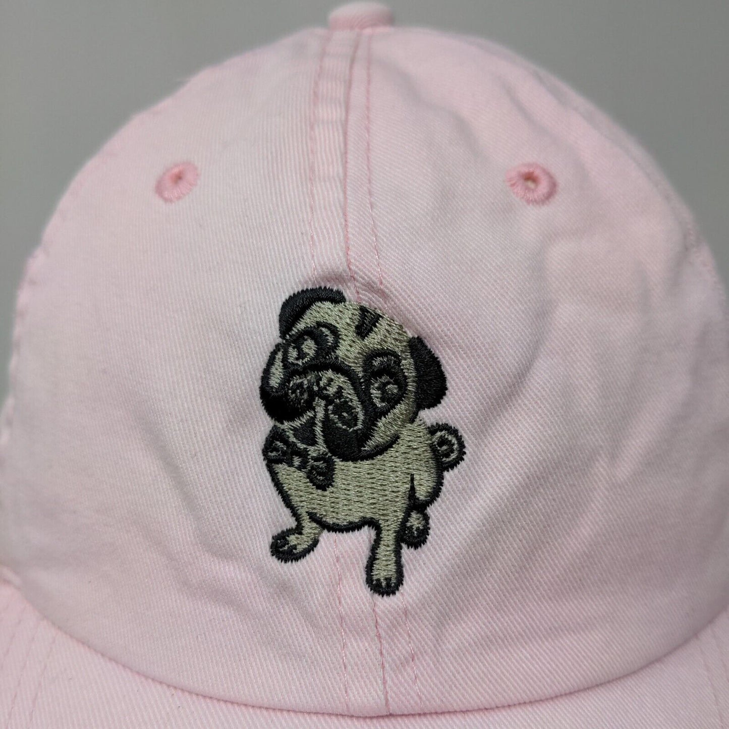 City Hunter USA Women's Slideback Hat Pink Adjustable Embroidered Pug Logo