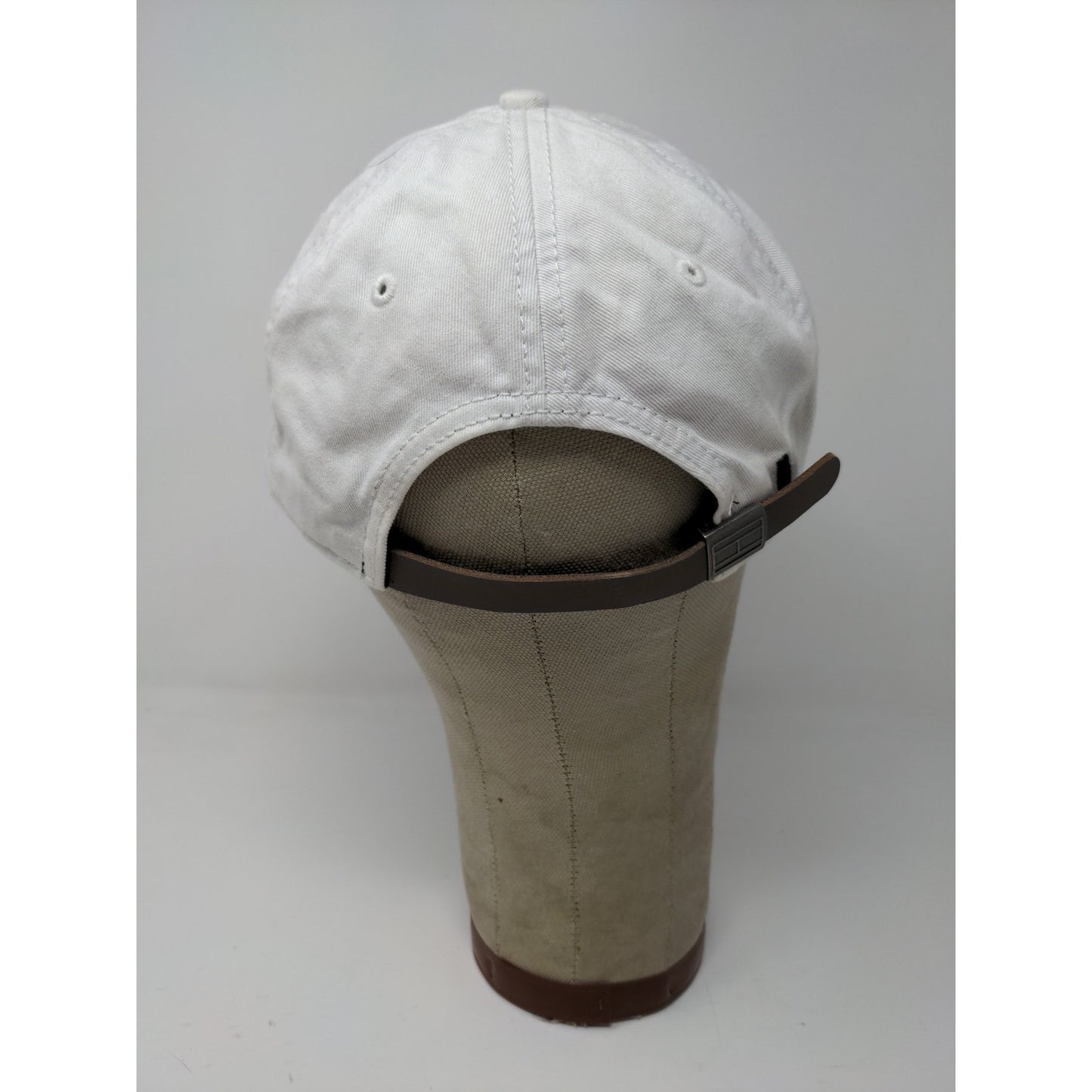 Tommy Hilfiger Slideback Hat White & Blue Embroidered Spell Out Logo One Size
