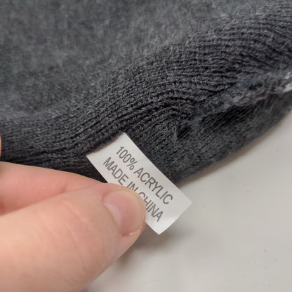 Orange Theory Men's Knit Beanie Hat Gray Fair Isle Striped Acrylic