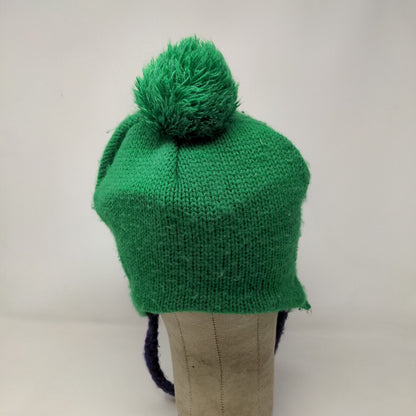 Nickelodeon Boys Winter Beanie Hat Green 14 & Older Ear Flaps Eyes Pom Pom 2013