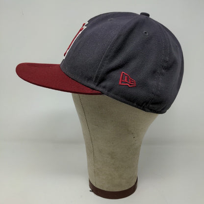 New Era Mens IU Hoosiers Indiana University Fitted Hat Blue Red Size 7 3/8
