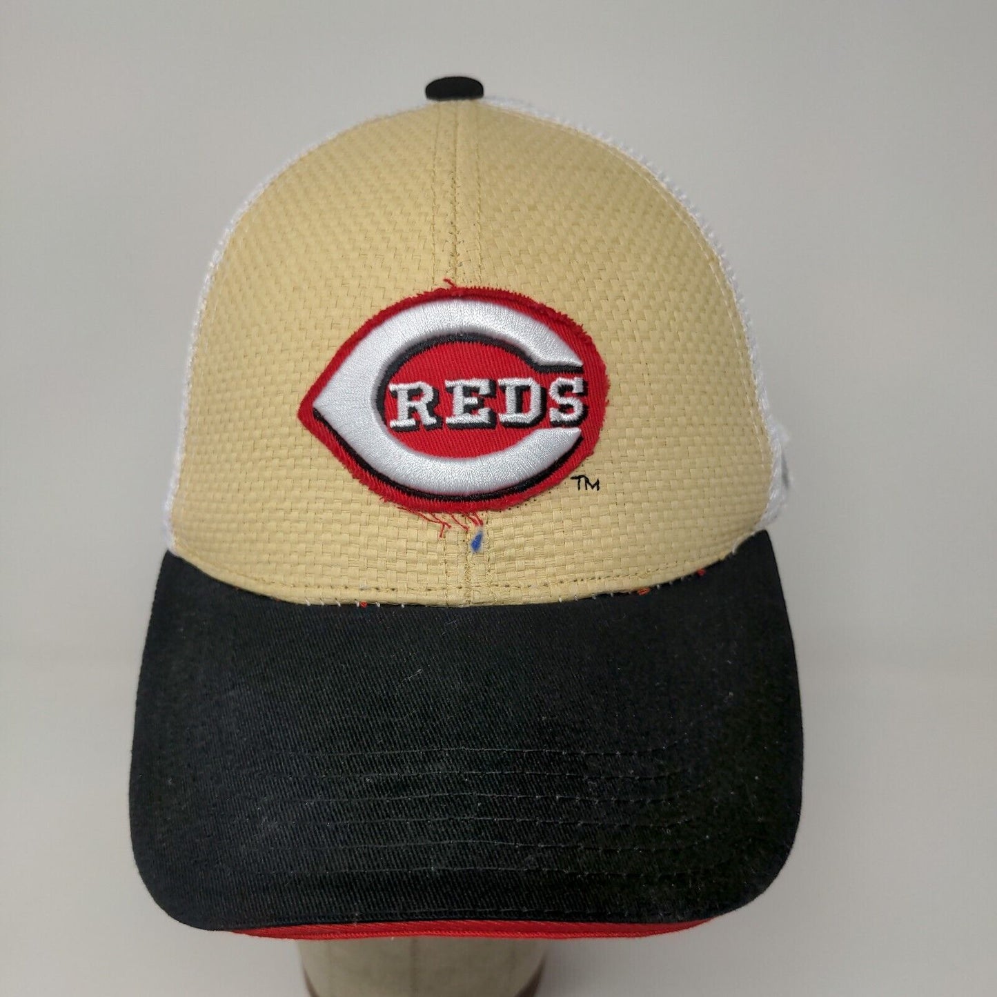 Cincinnati Reds MLB Snapback Mesh Back Hat Gold White Adjustable Montgomery Inn
