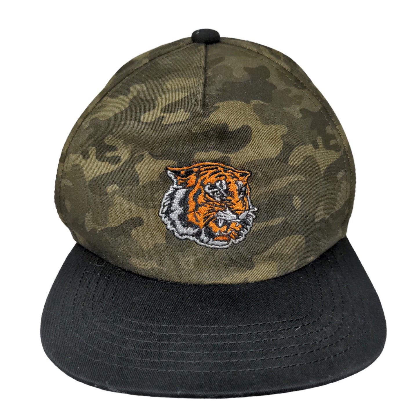 Old Navy Men's Snapback Camo Hat Green One size Embroidered Tiger Logo