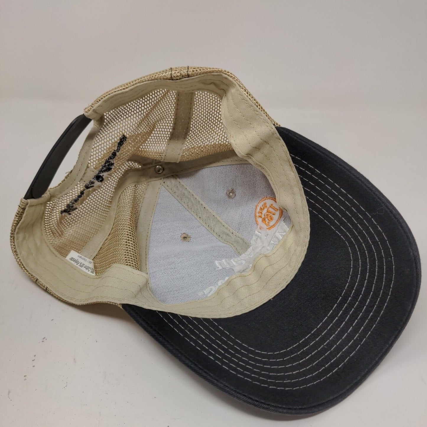 Evan Williams Bourbon Men's Mesh Back Snapback Hat Black Tan Adjustable Logo