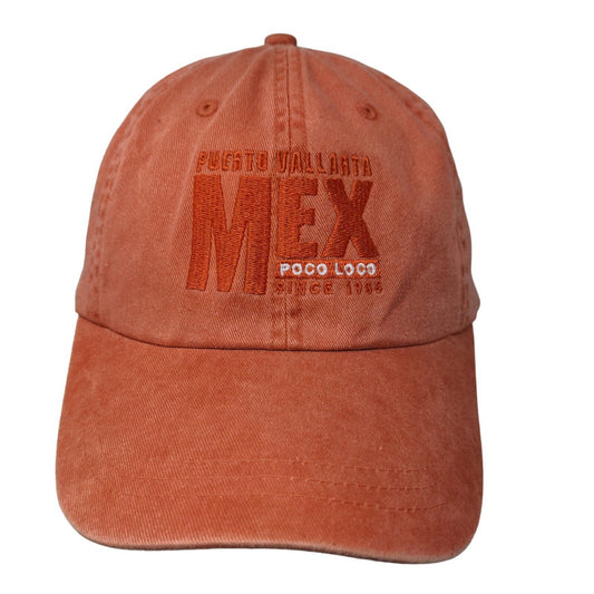 Poco Loco Men's Slideback Hat Orange Size OS Embroidered Peurto Vallarta Logo