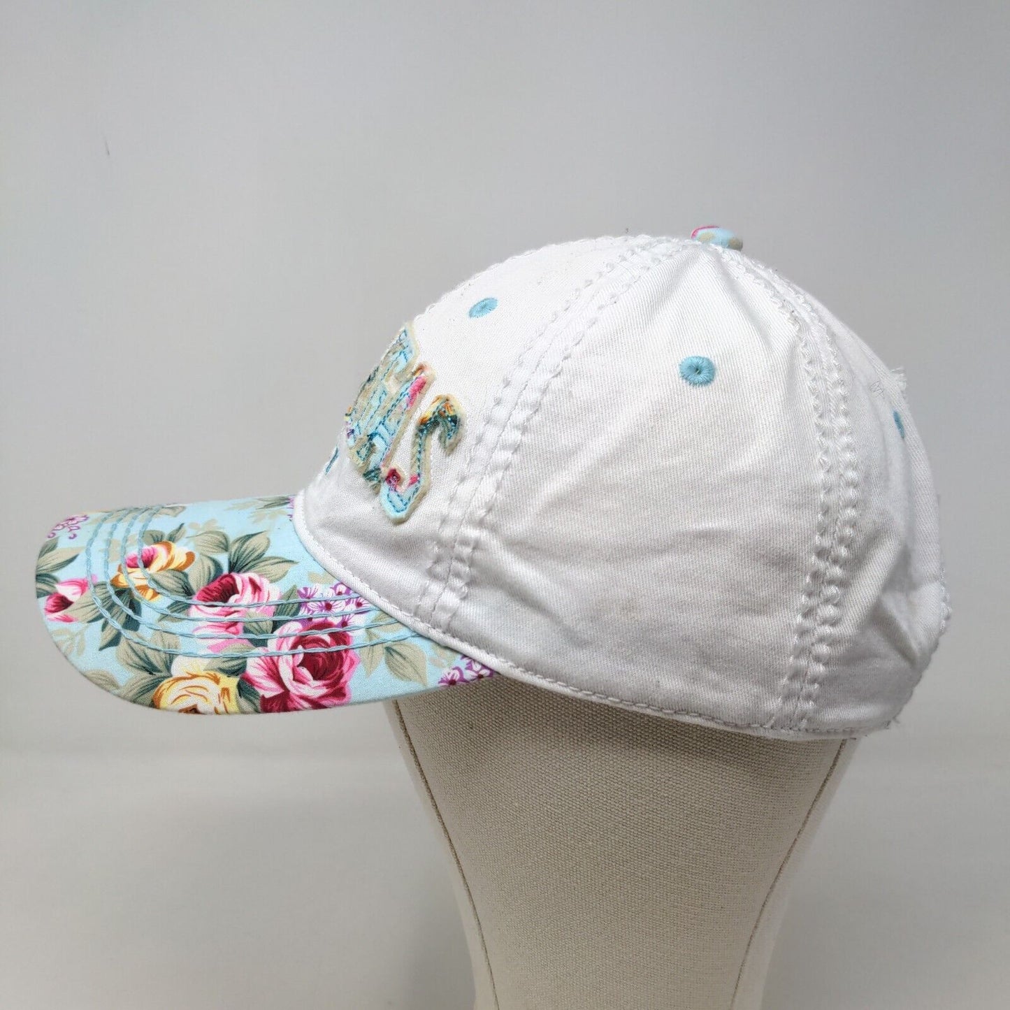 Robin Ruth Women's Strapback Hat White Blue Embroidered Las Vegas Logo