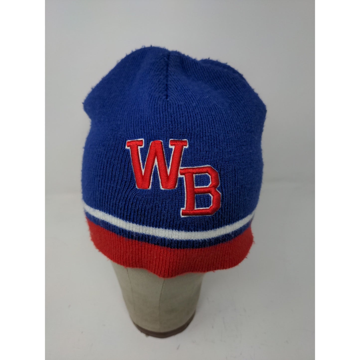 PrepGear Beanie Hat 100% Acrylic Red White Blue Embroidered WB Logo