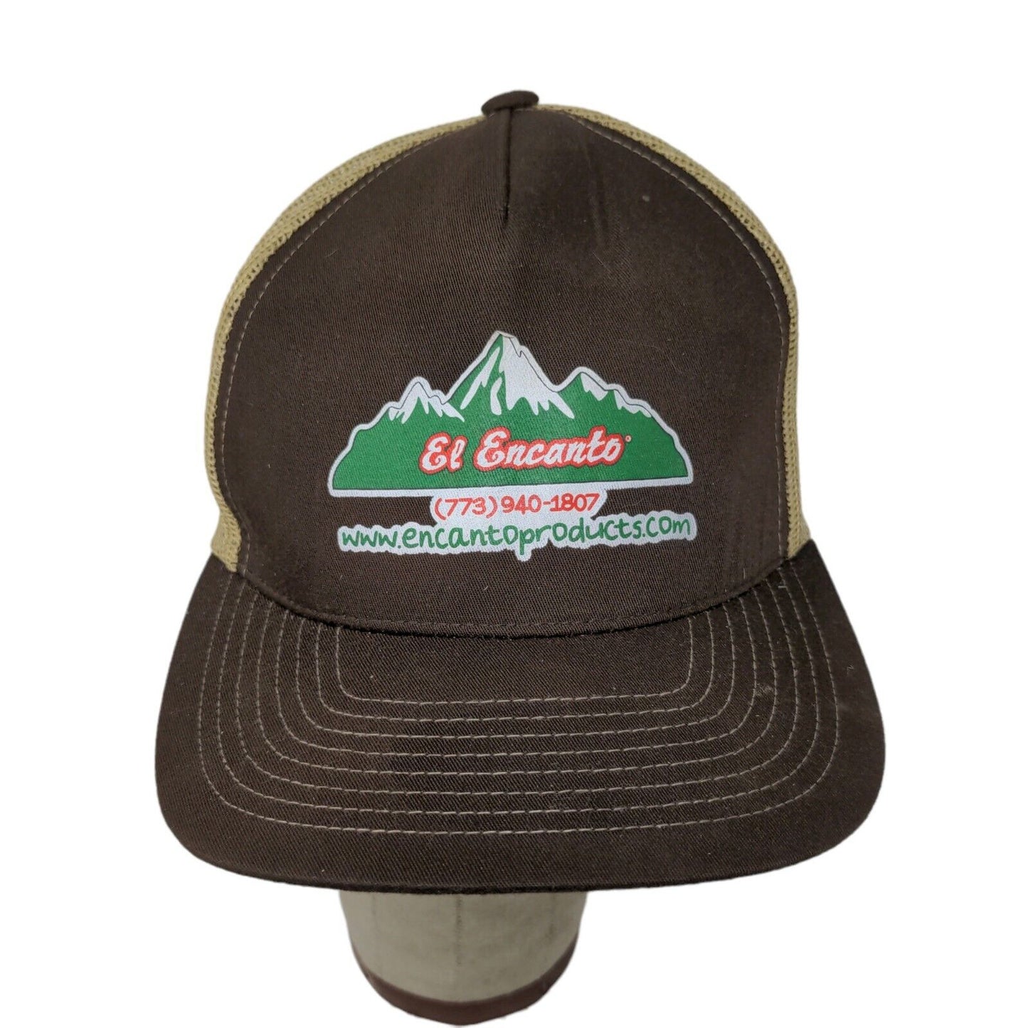 El Encanto Mens Mexican Food Distribution Meshback Snapback Hat Brown Adjustable