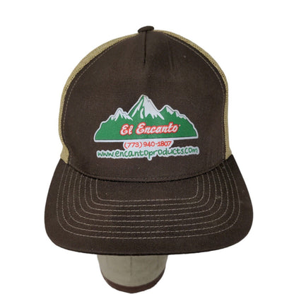 El Encanto Mens Mexican Food Distribution Meshback Snapback Hat Brown Adjustable