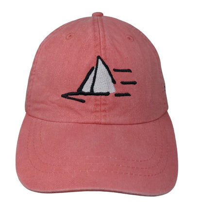 Adams Men's Slideback Hat Pink Coral Adjustable Embroidered Sailboat Logo Cotton