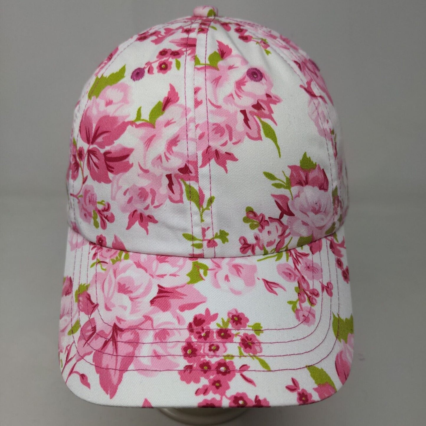 Unbranded Women's Strapback Hat Pink White OSFA Floral Cotton Poly Blend