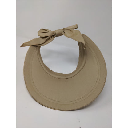 Womens Gitano Sun Visor Hat Brown Tan Beige Tie Back Blank Wide Brim