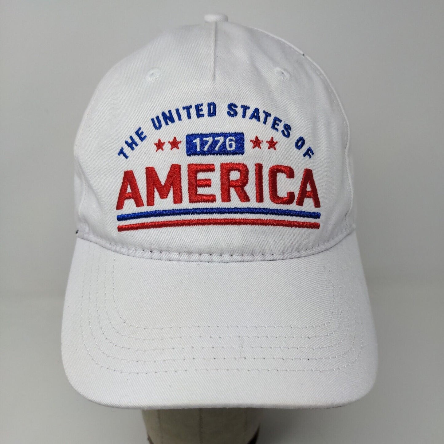 United States of America 1776 Slideback Patriotic Hat White Adjustable