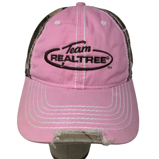 Team Realtree Women's Strapback Hat Pink Camo OSFA Embroidered Logo