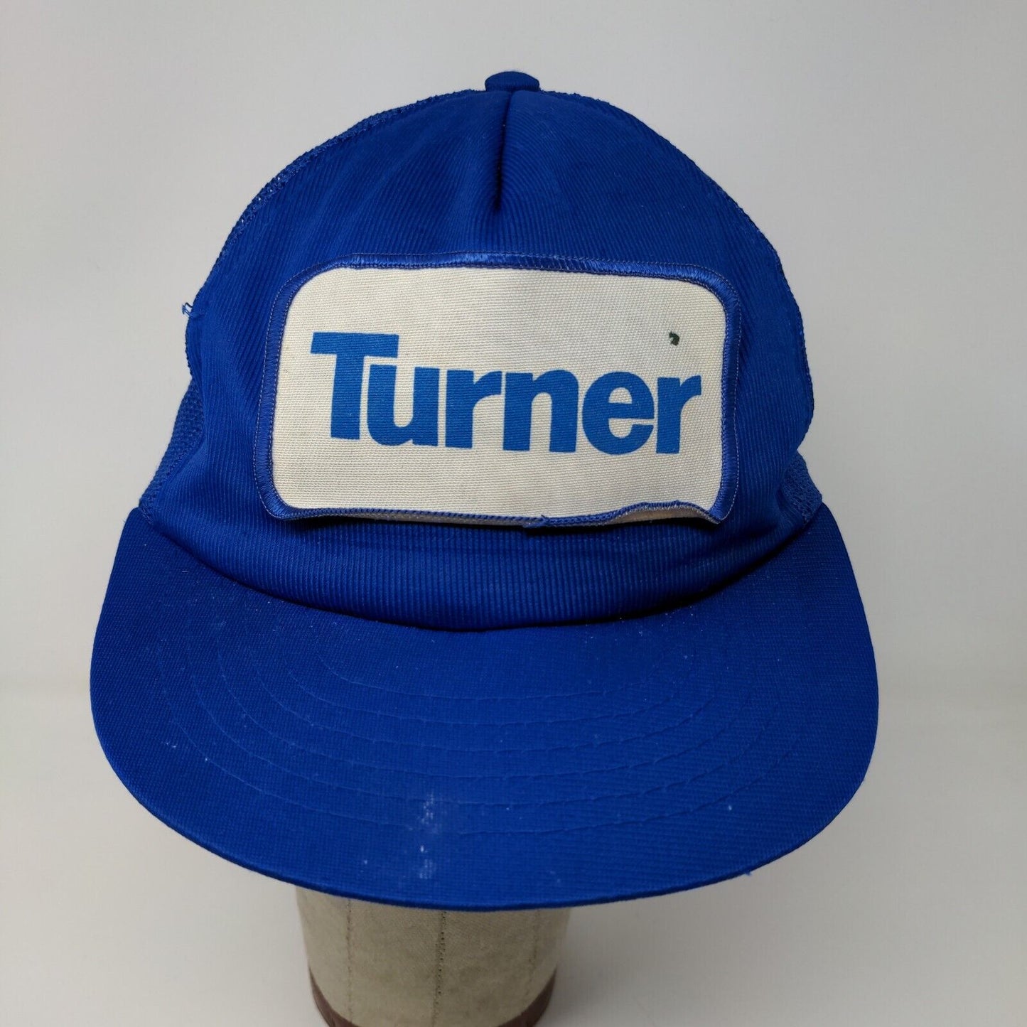 Turner Mens Snapback Mesh Back Trucker Hat Blue Big Patch Logo Cap