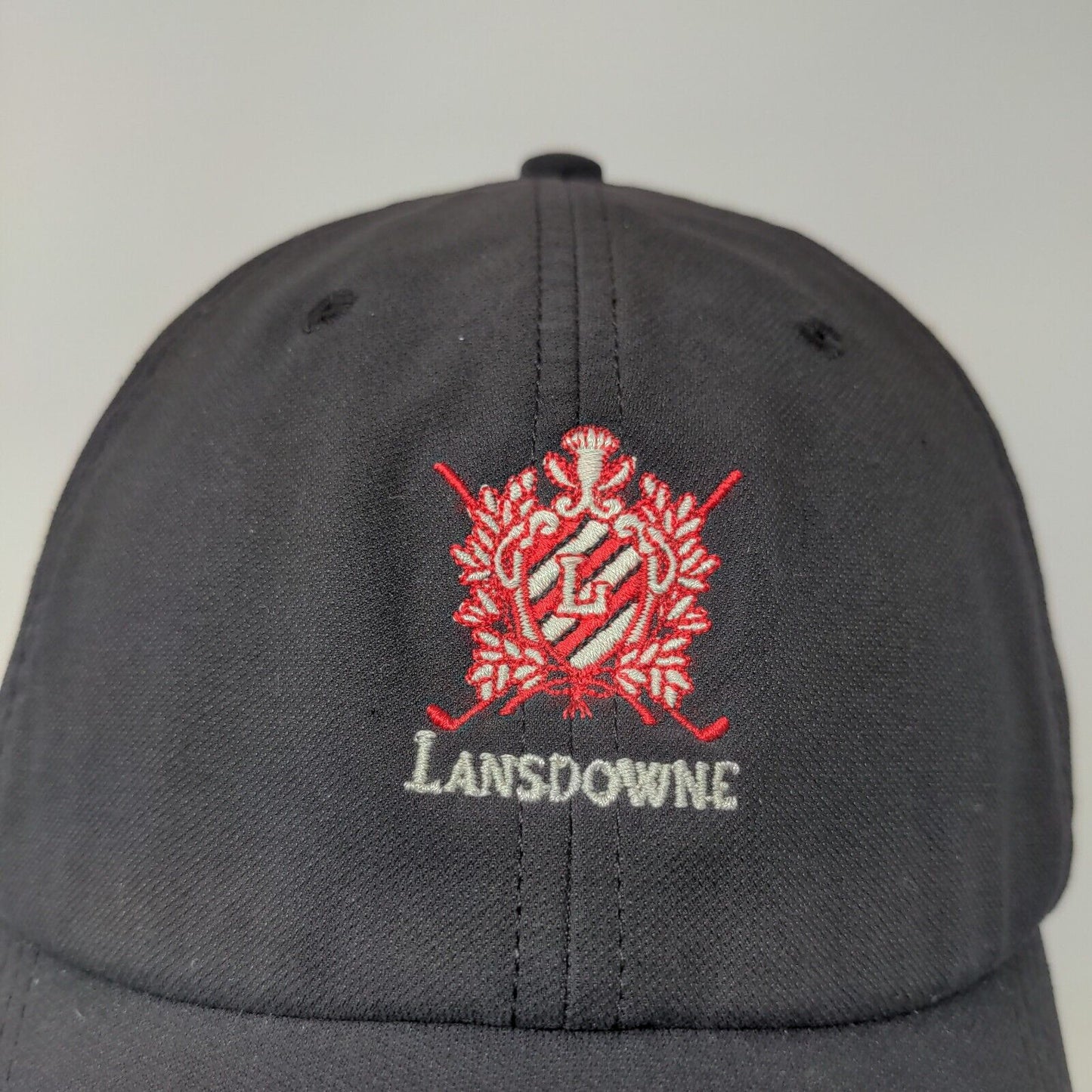 Lansdowne Golf Strapback Hat Black One Size Embroidered Logo
