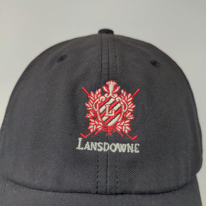 Lansdowne Golf Strapback Hat Black One Size Embroidered Logo