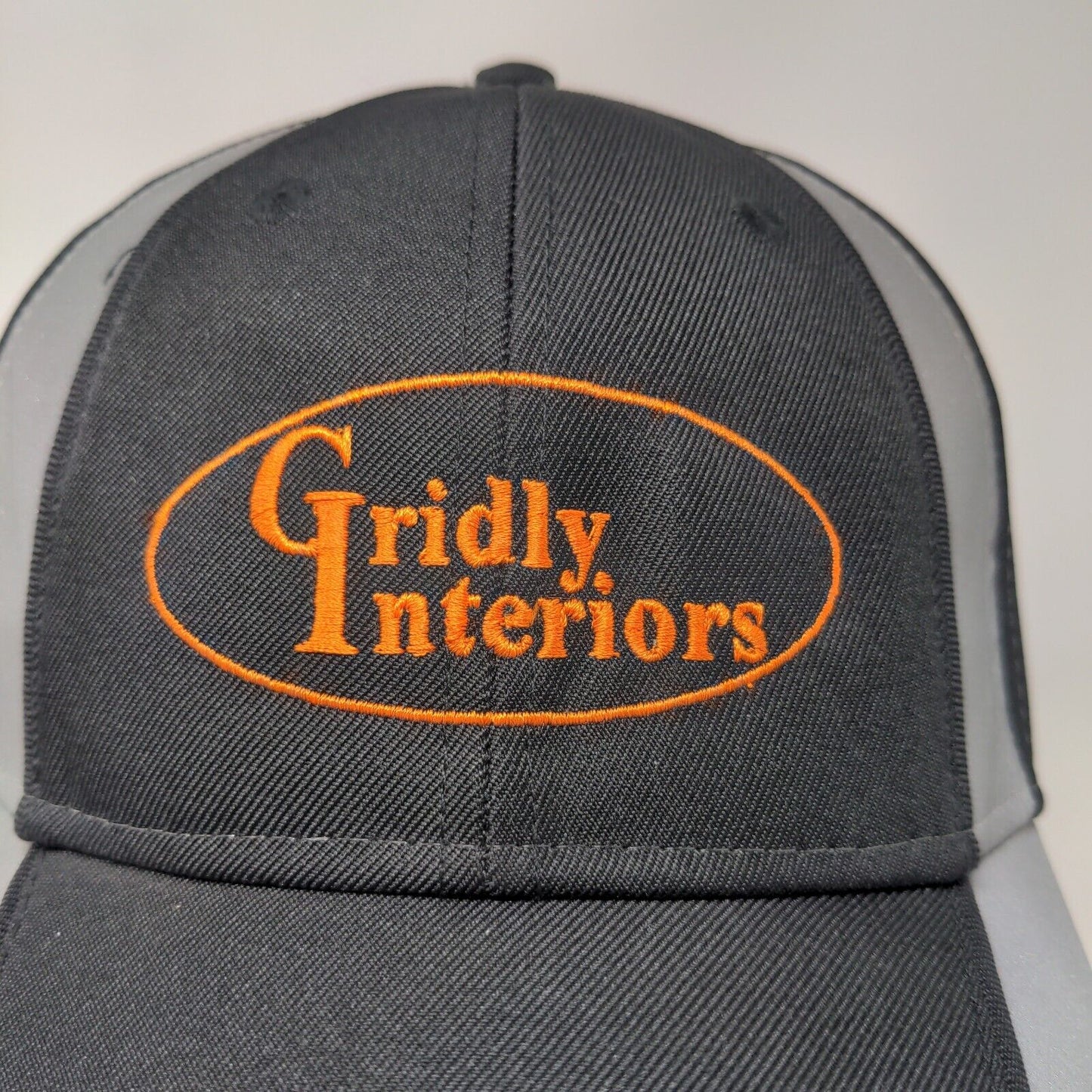 Otto Men's Strapback Hat Black Gray OSFM Gridley Interiors Embroidered Logo