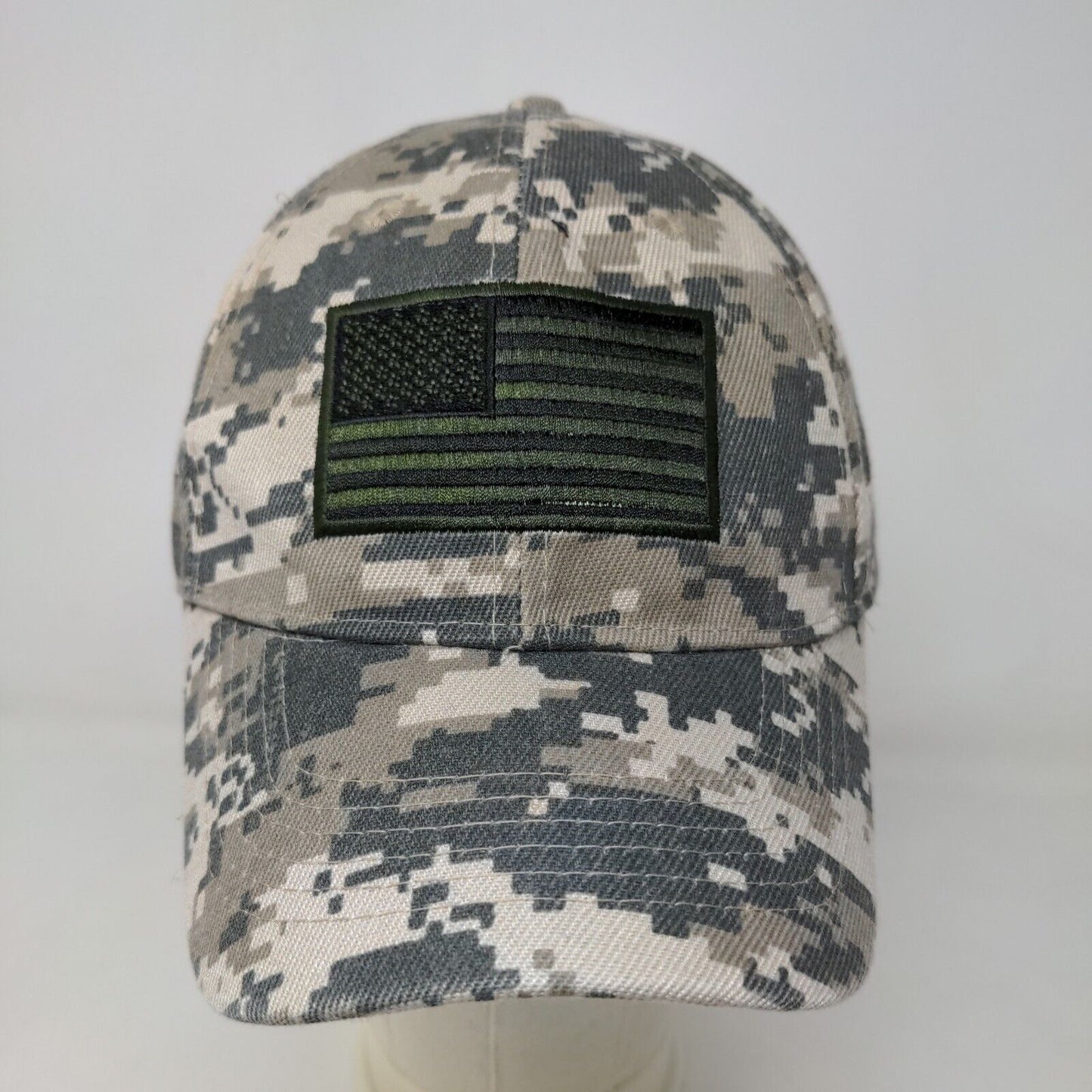 KYS Men's Strapback Hat Multicolor Digital Camo OSFM Embroidered Flag Patriotic