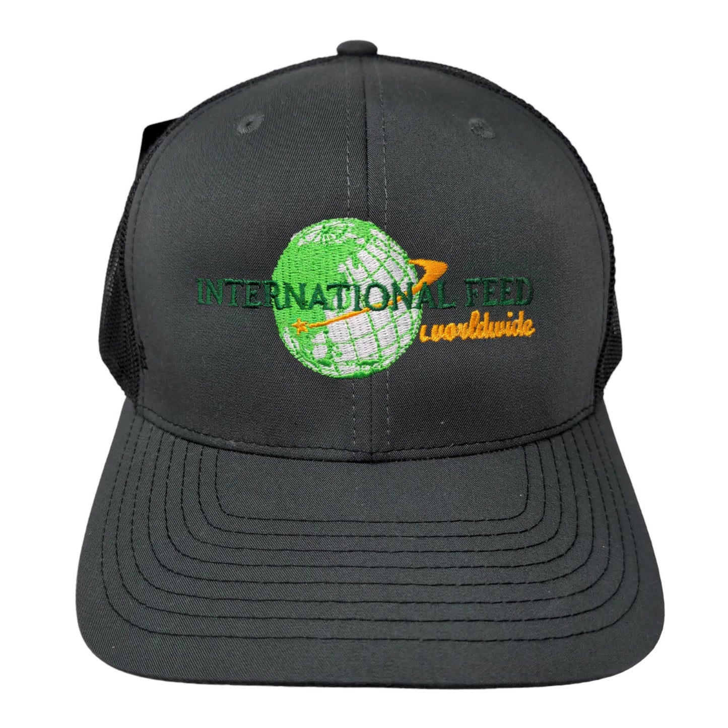 International Feed Men's Mesh Back Snapback Hat Black Embroidered Logo W/Tags