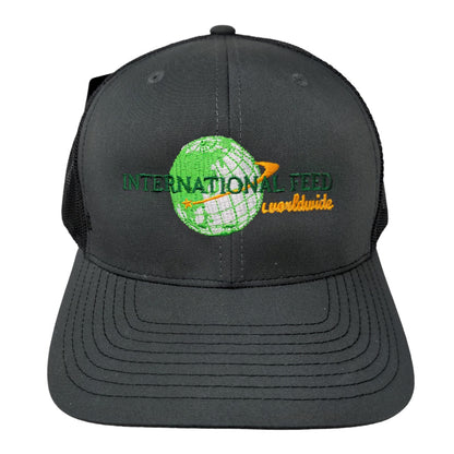 International Feed Men's Mesh Back Snapback Hat Black Embroidered Logo W/Tags